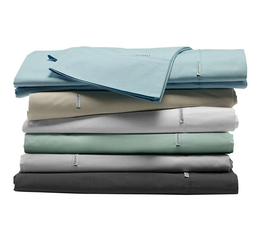 Heston 300THC Cotton Percale Mega Sheet Set Range Steel Blue