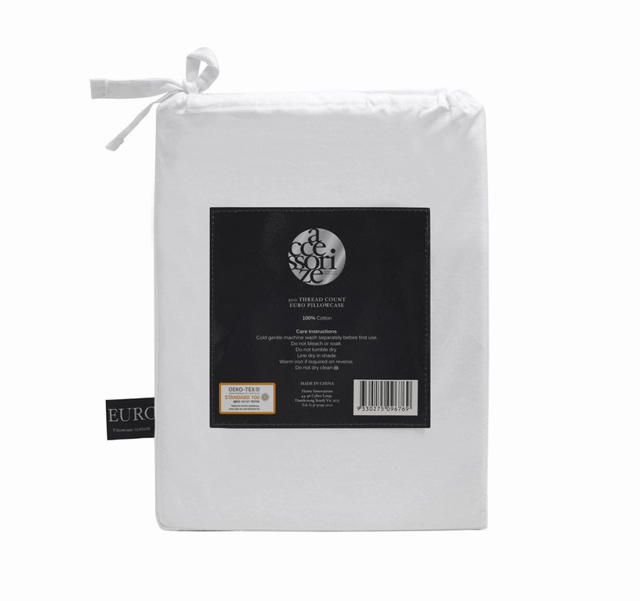 Hotel Deluxe European Tailored Pillowcase White and Black