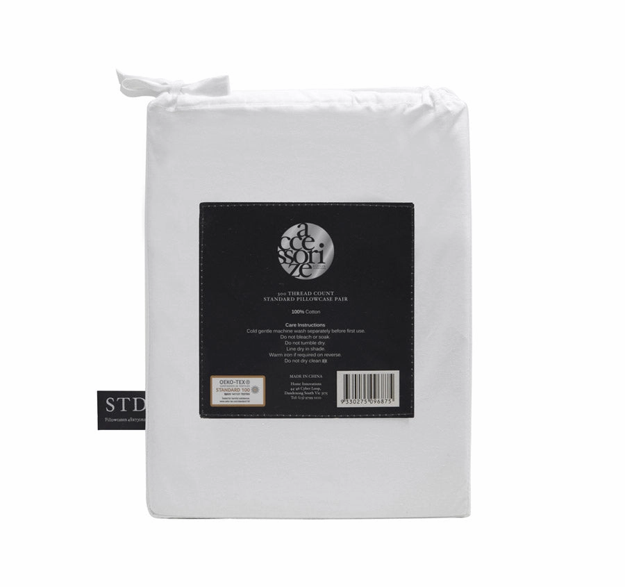 Hotel Deluxe Standard Pillowcase Pair White