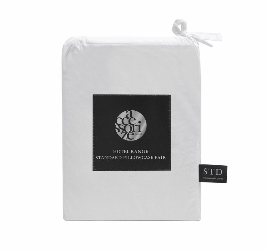 Hotel Deluxe Standard Tailored Pillowcase Pair White and Black