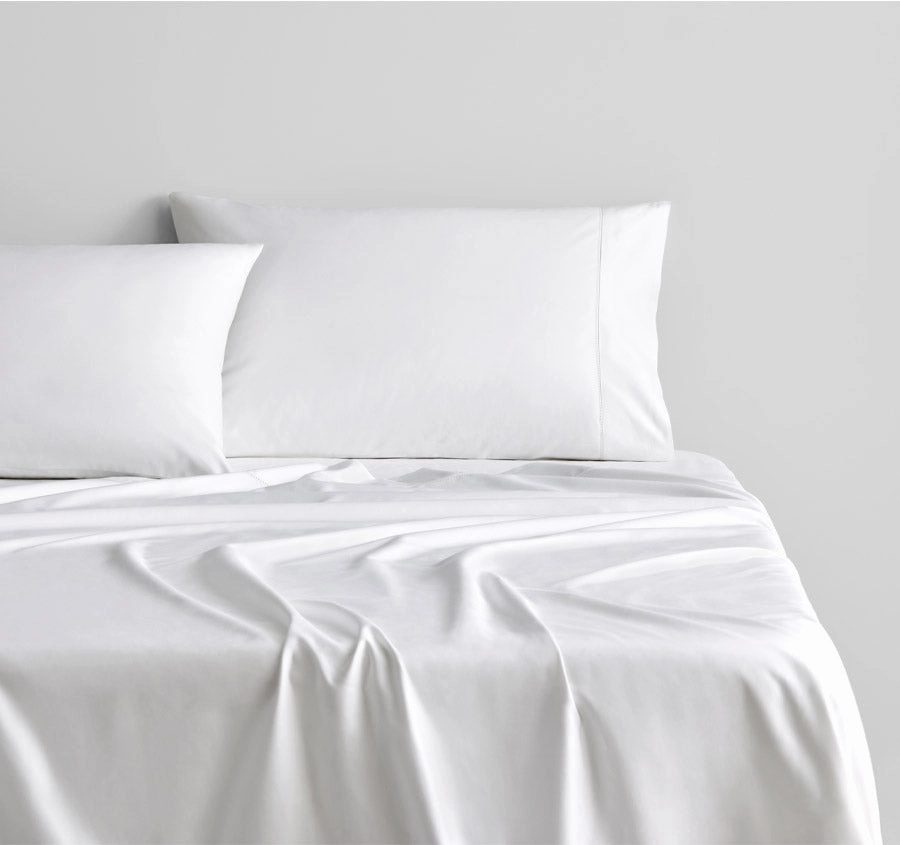 Hotel Luxury 1000THC Cotton Sateen Mega Sheet Set Range Snow