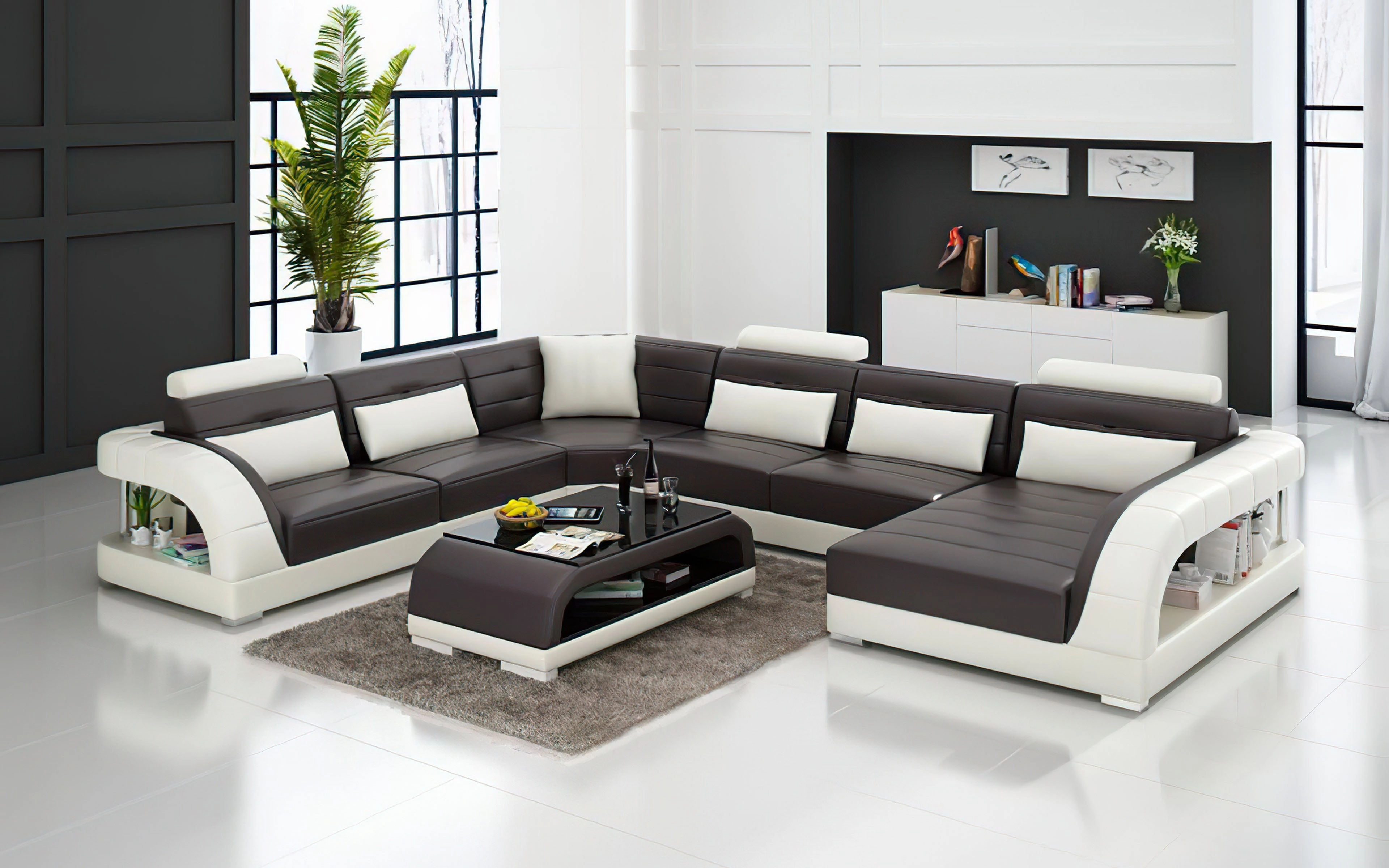 Lacus Modern U-Shape Leather Sectional