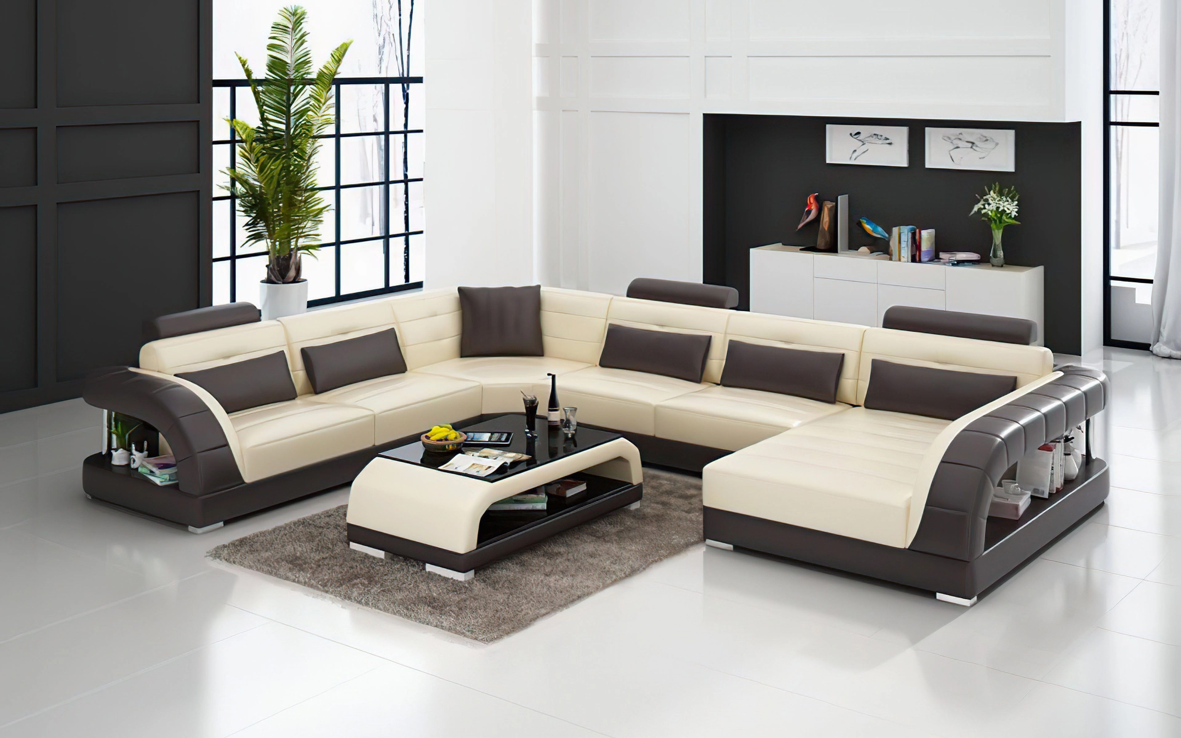 Lacus Modern U-Shape Leather Sectional