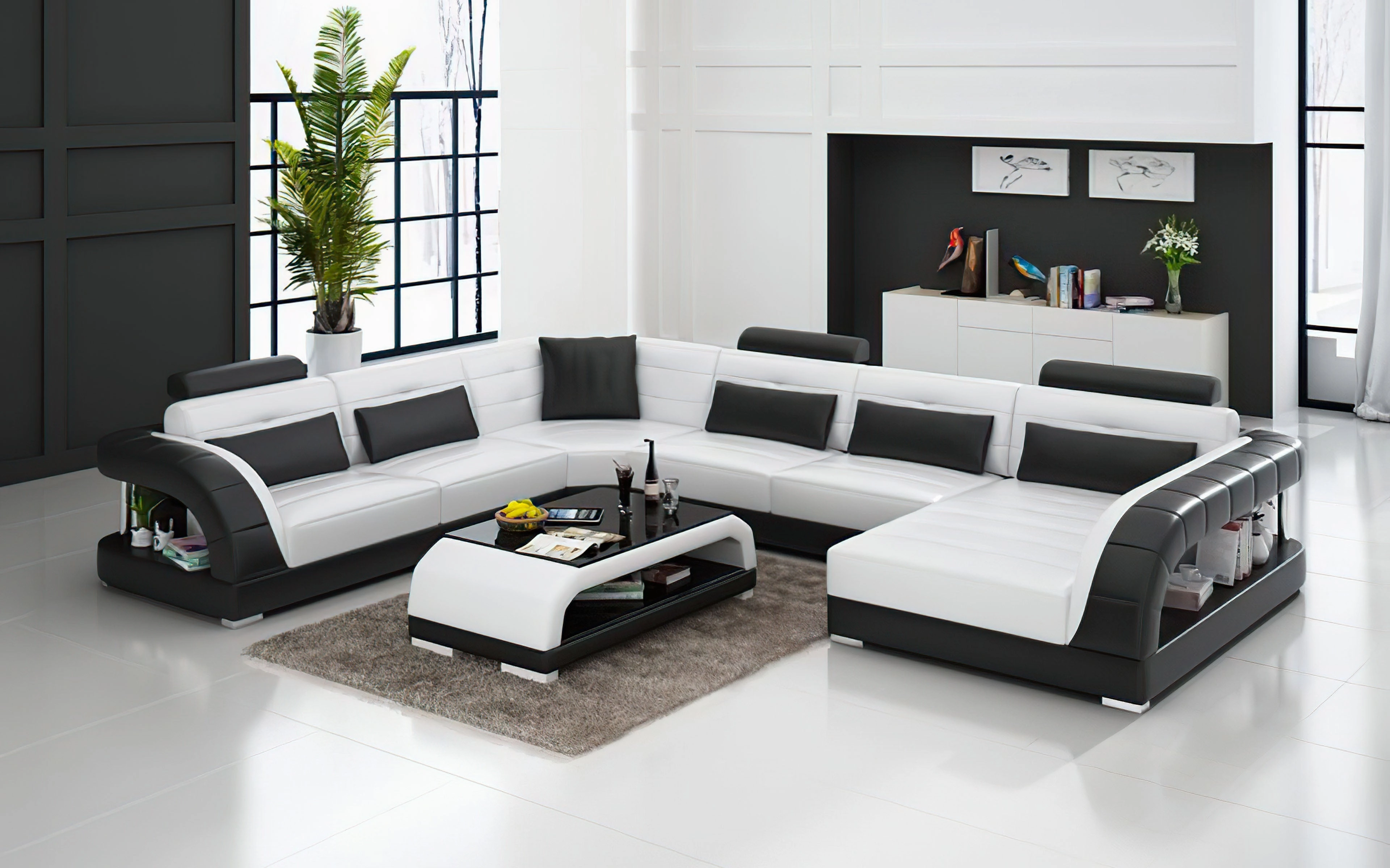 Lacus Modern U-Shape Leather Sectional