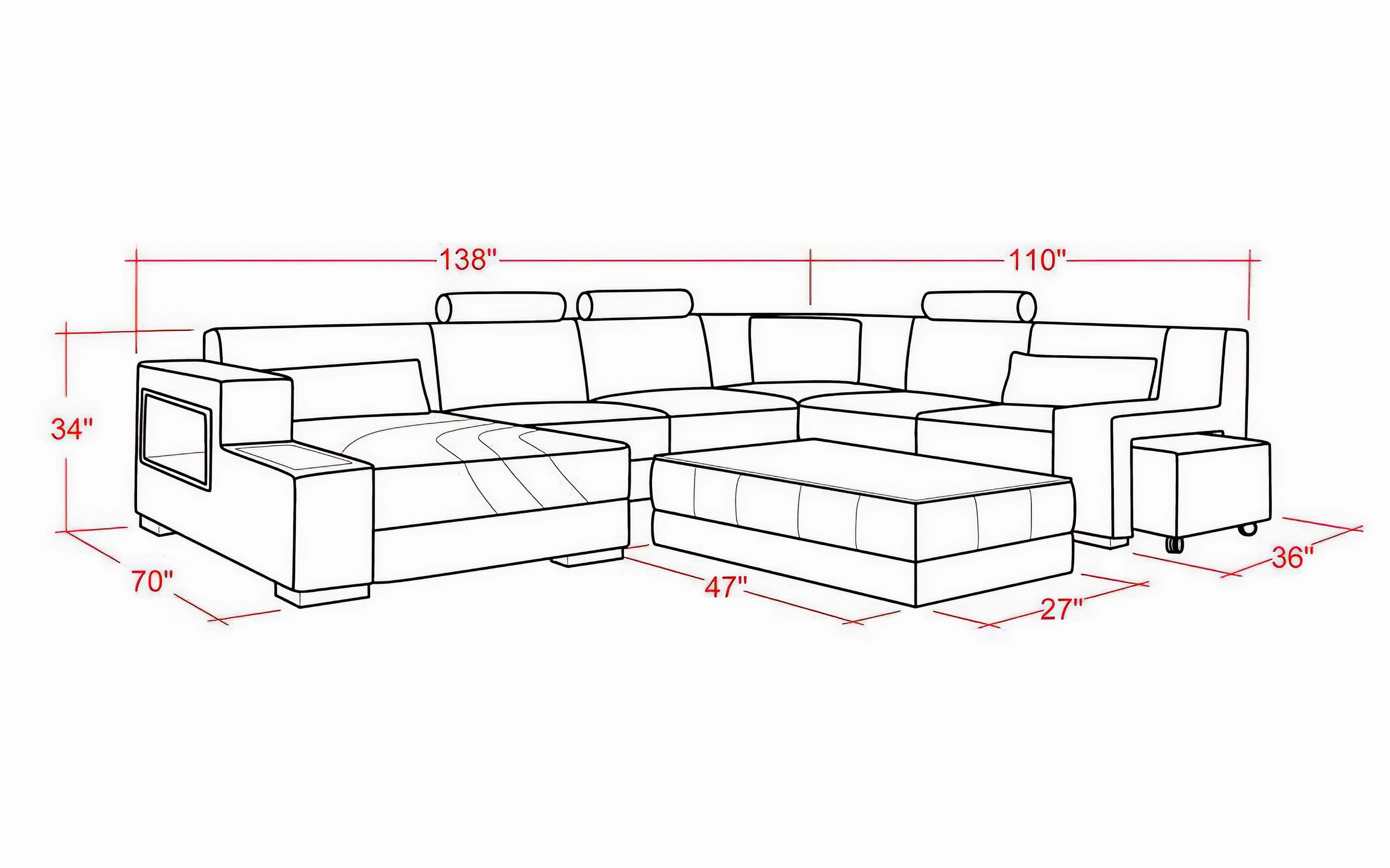 Lawrence Leather Sectional With Ottoman