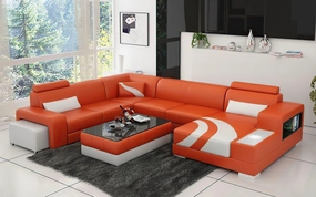 Lawrence Leather Sectional With Ottoman