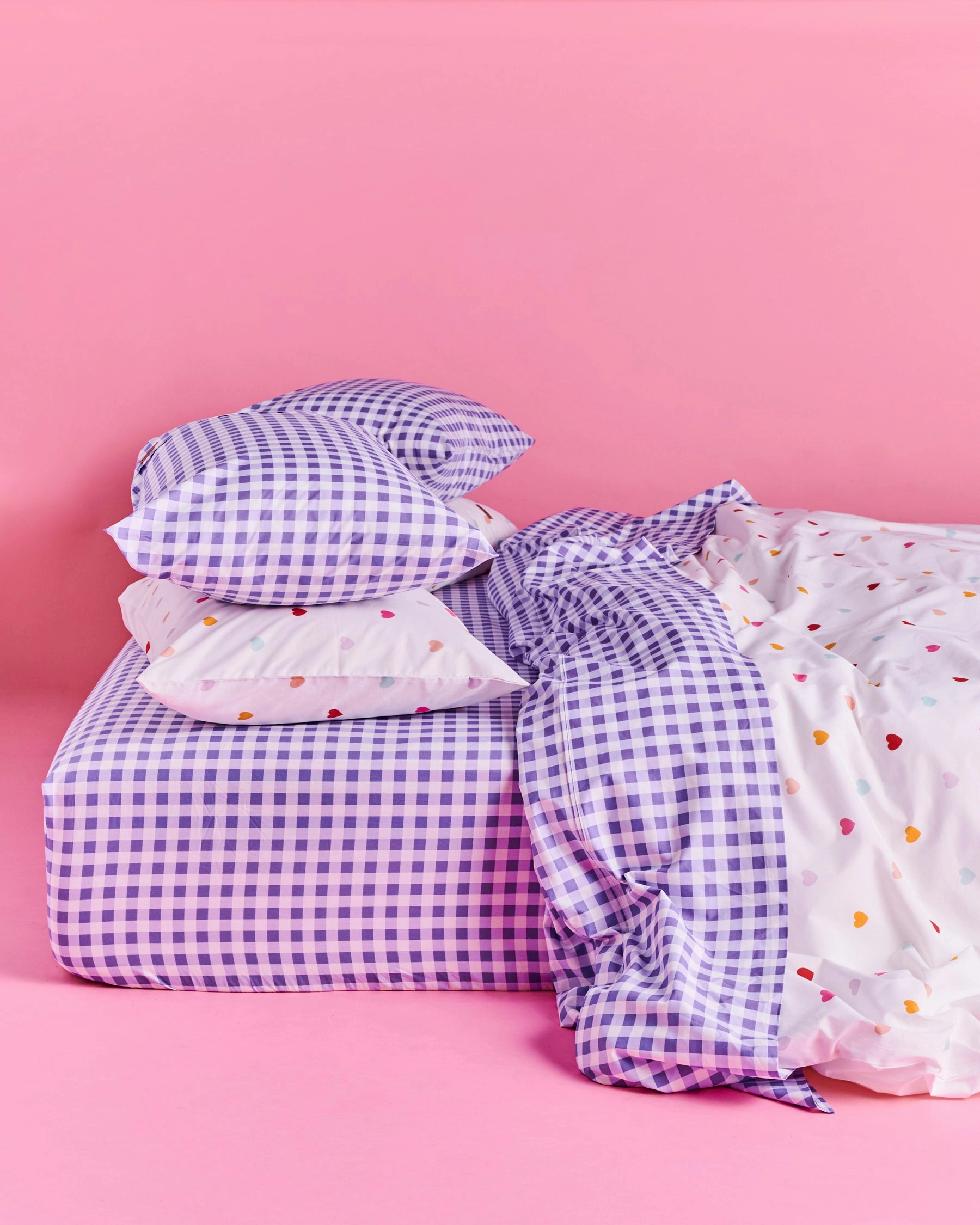 Lilac Gingham Organic Cotton Pillowcases