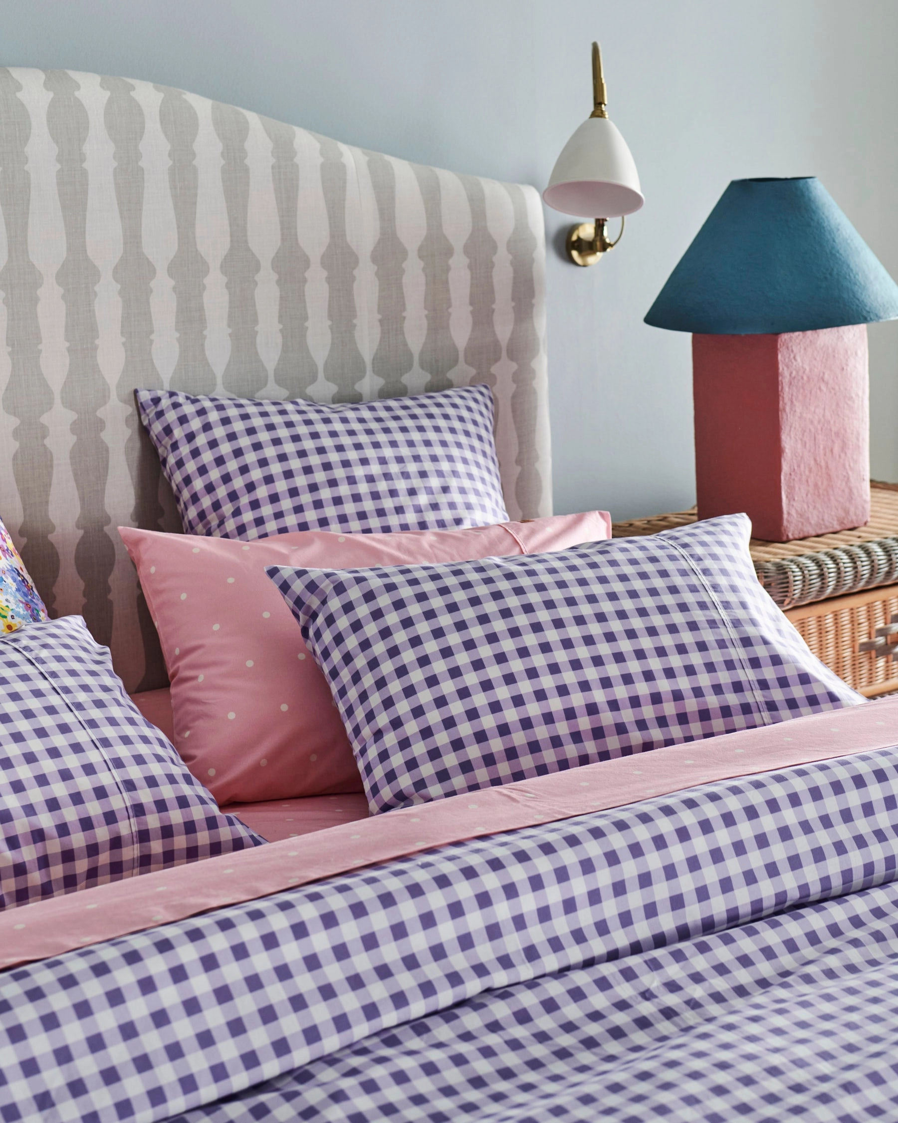Lilac Gingham Organic Cotton Pillowcases