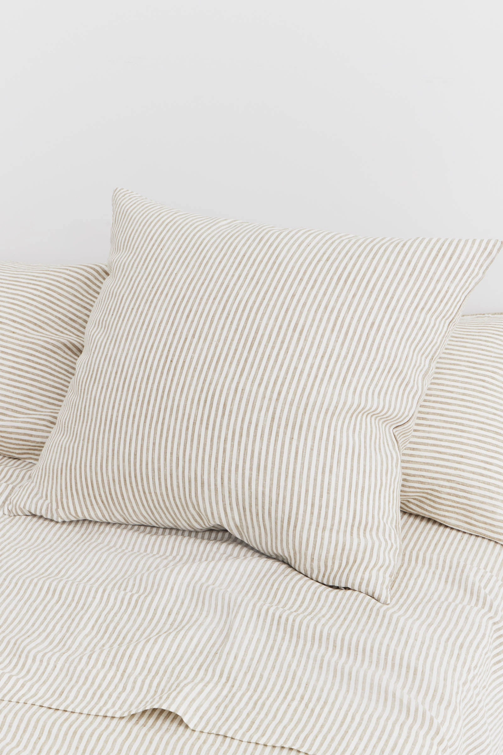 Linen European Pillow Case Olive Stripe