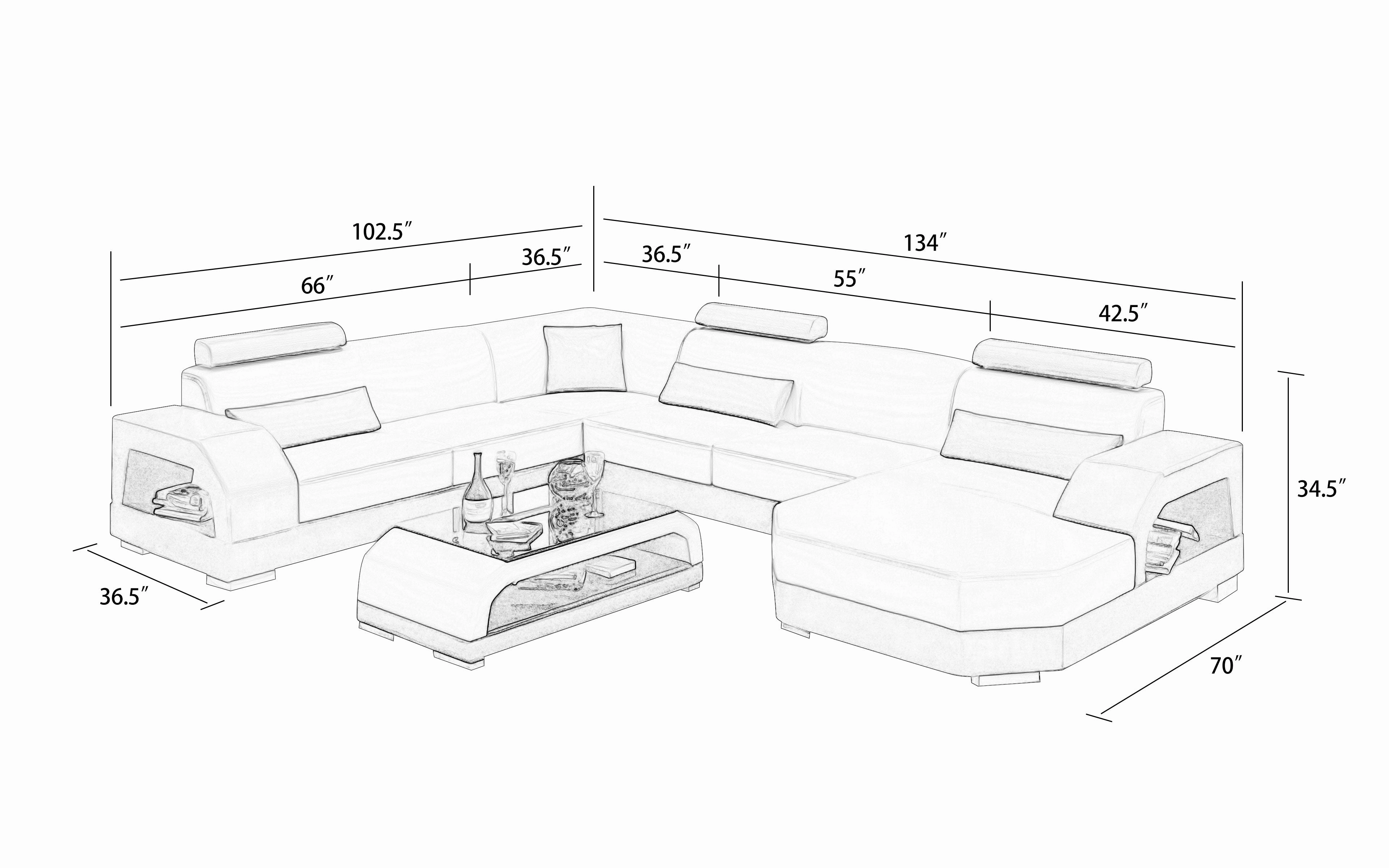 Luxi Modern U-Shape Leather Sectional