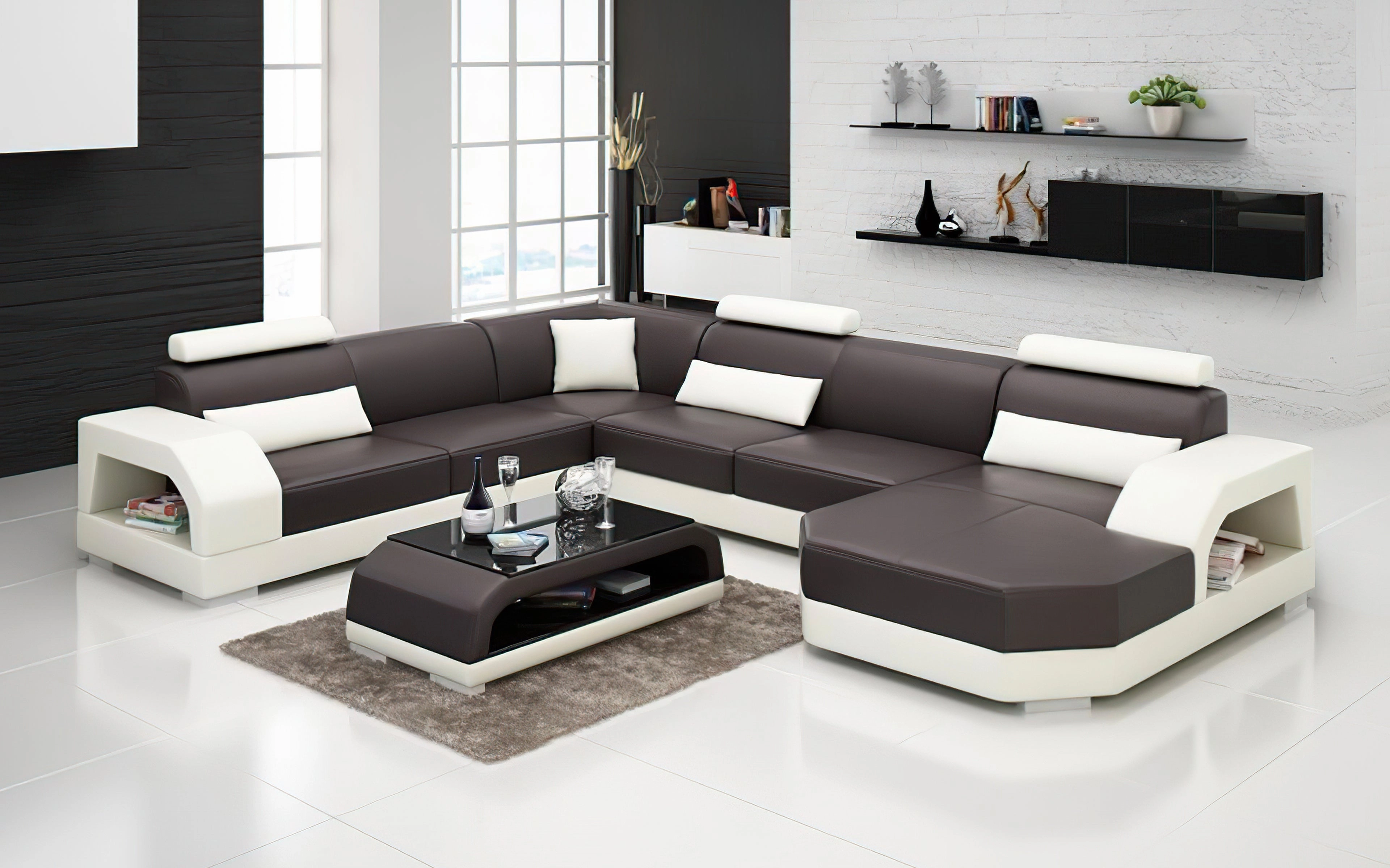 Luxi Modern U-Shape Leather Sectional