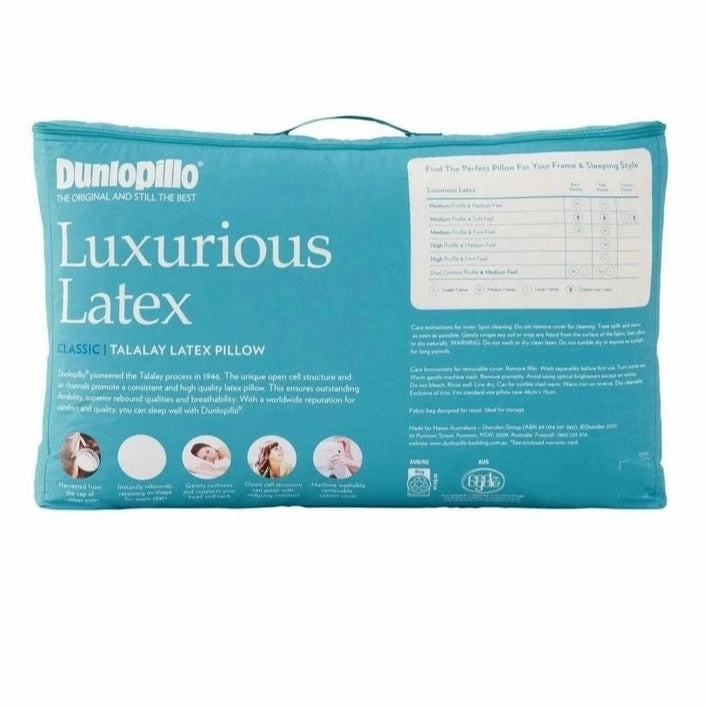 Luxurious Latex Classic Medium Profile & Medium Feel Pillow by Dunlopillo