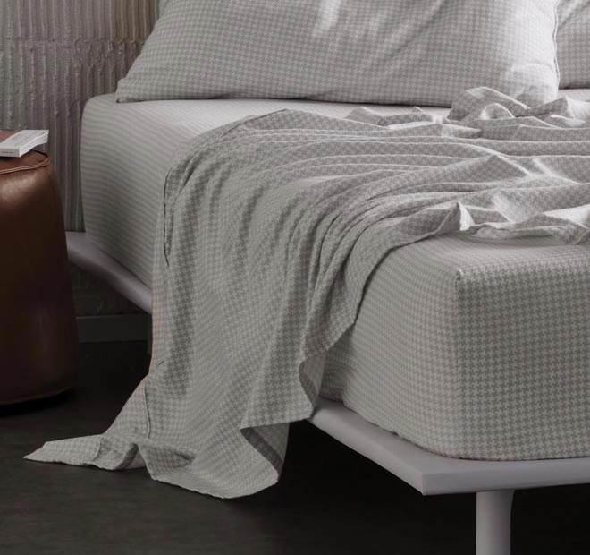 Melville Printed Flannelette Cotton Mega Sheet Set Range Grey and White