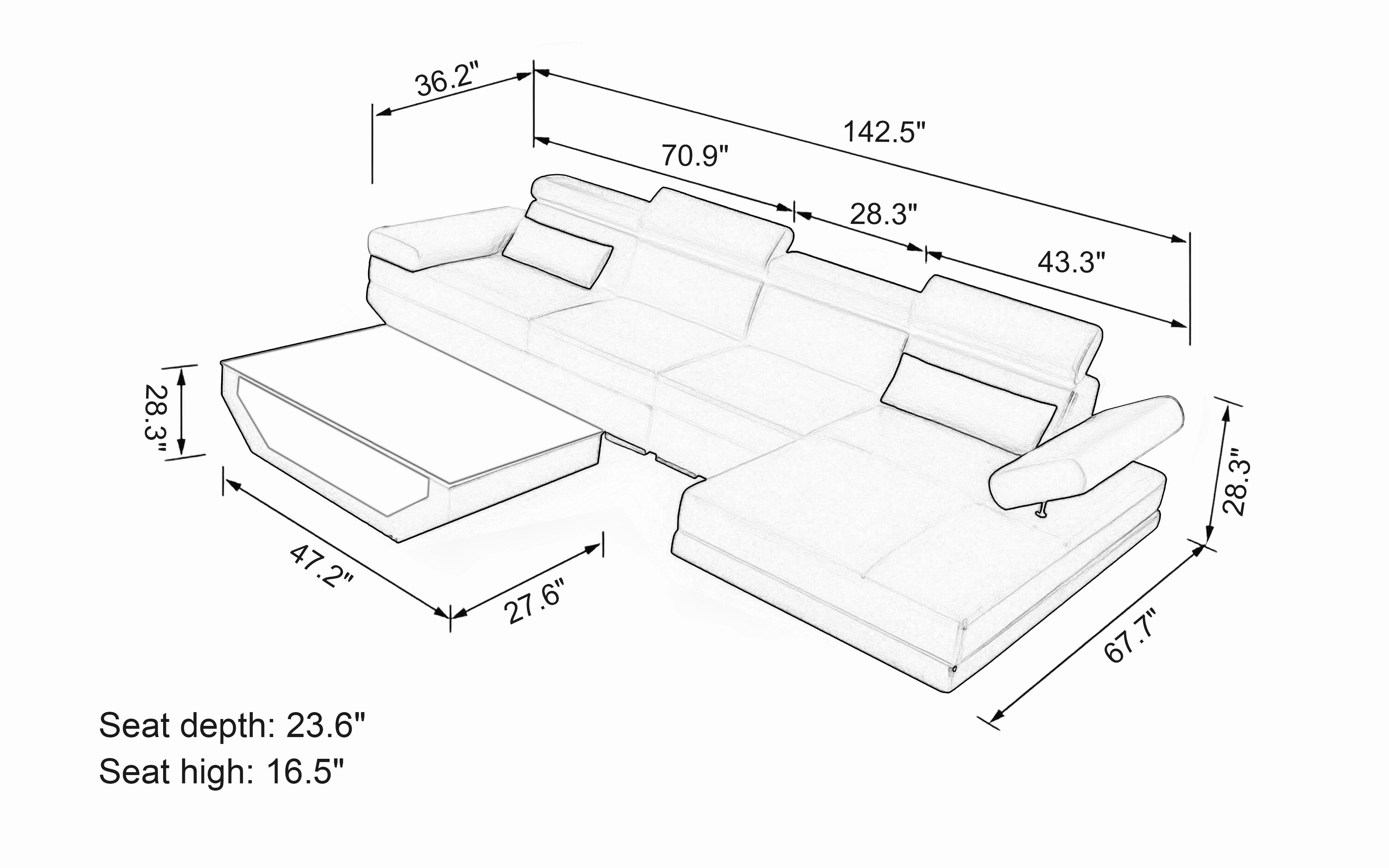 Merdell Small Modern Leather Sectional