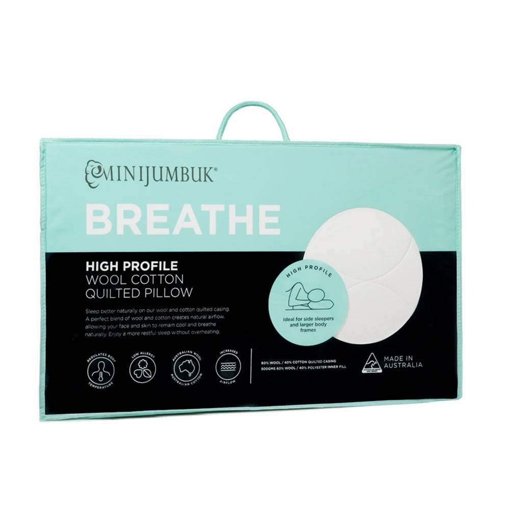 MiniJumbuk Breathe Wool Cotton Quilted Pillow HIGH Profile