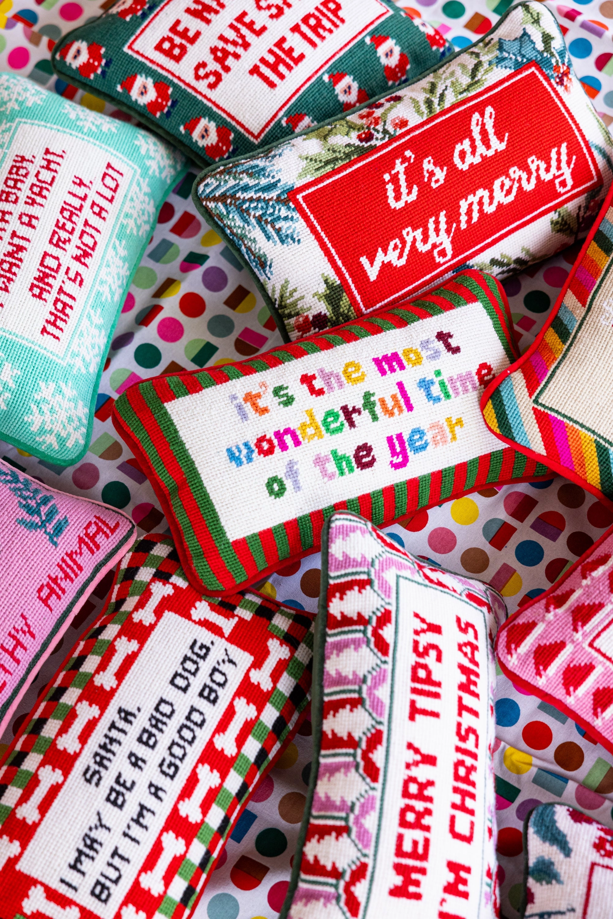 Most Wonderful Time Needlepoint Pillow