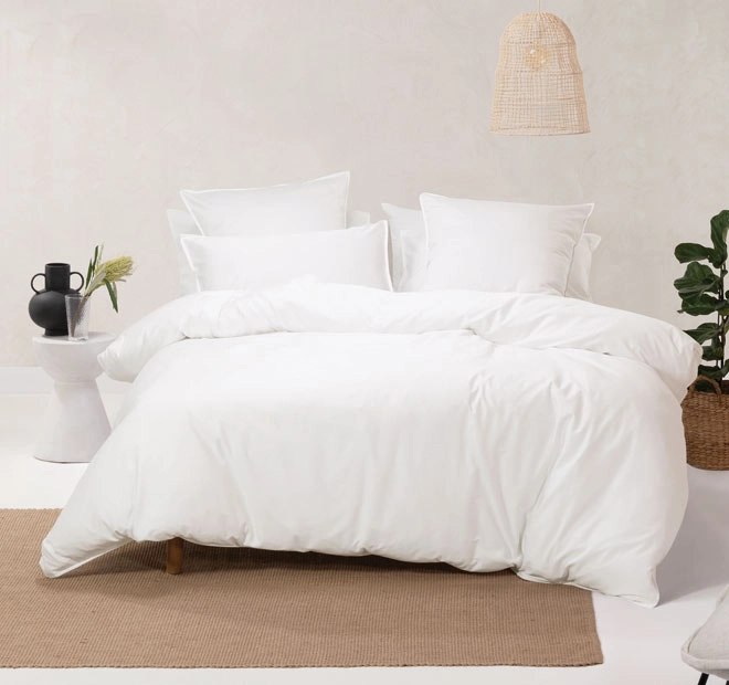 Nara 400THC Bamboo Cotton European Pillowcase White