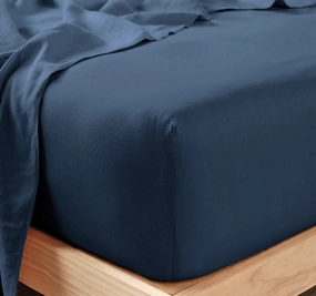 Nimes Linen Mega Fitted Sheet Range Navy