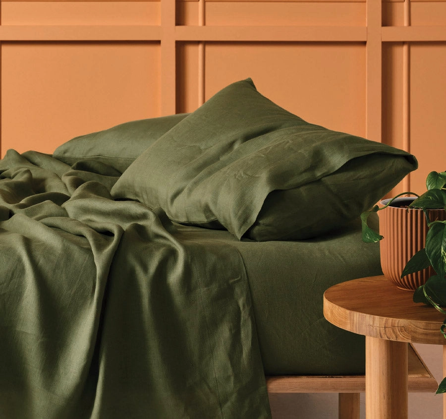 Nimes Linen Mega Sheet Set Range Moss