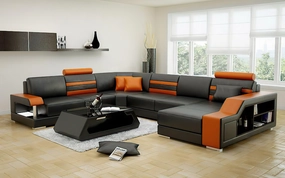Norba Modern U-Shape Leather Sectional