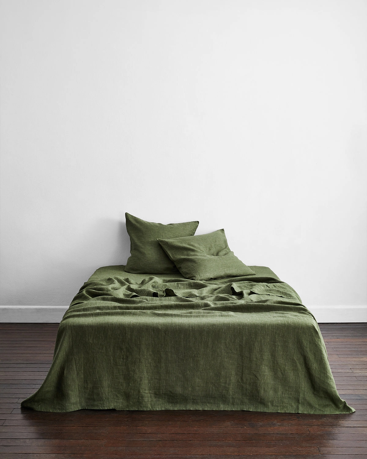 Olive Stripe 100% French Flax Linen European Pillowcases (Set of Two)