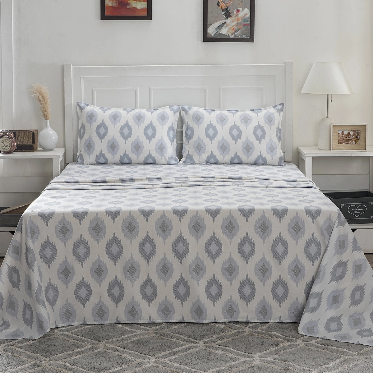 Optimist Bloom 100% Cotton Printed Bed Sheet with Pillow Case
