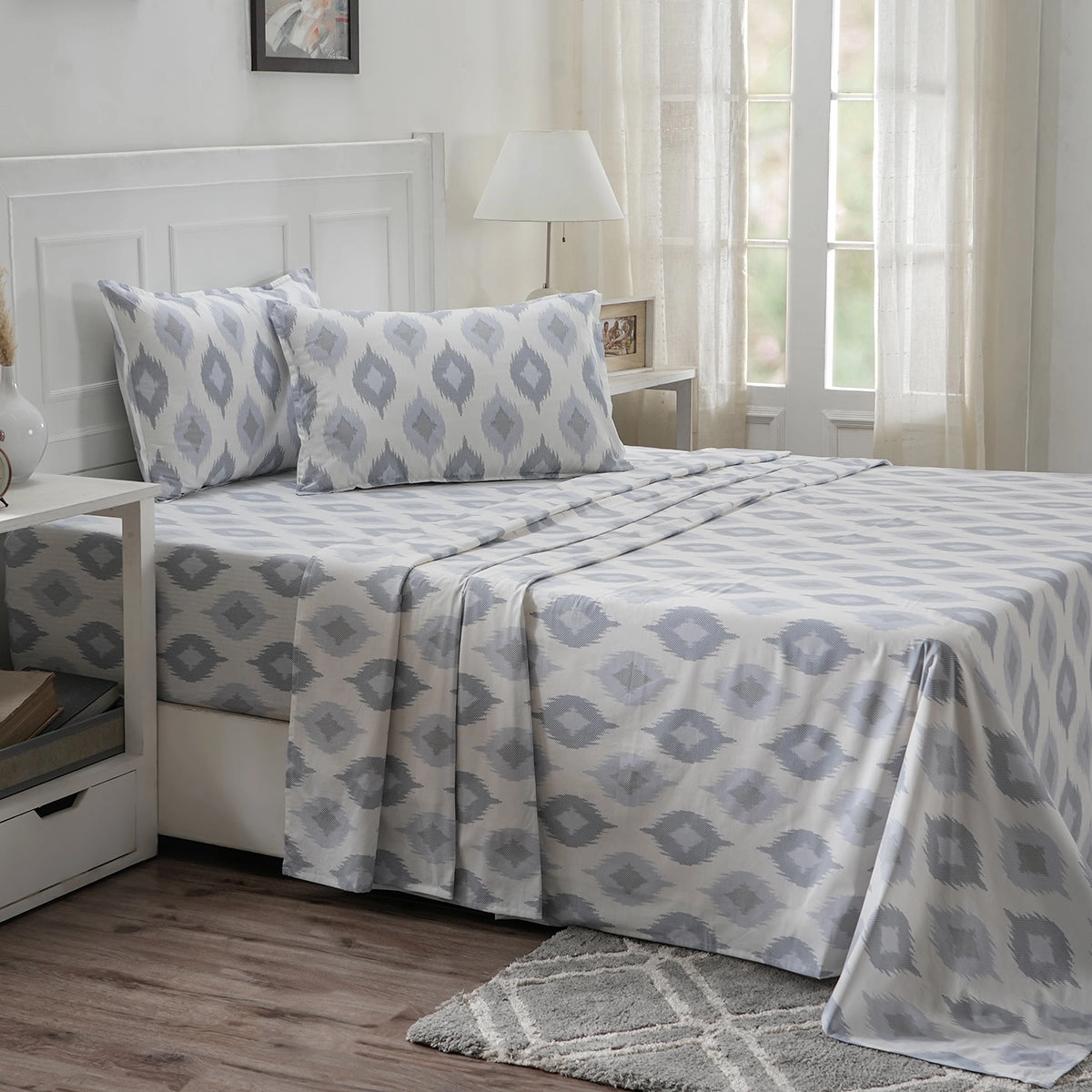 Optimist Bloom 100% Cotton Printed Bed Sheet with Pillow Case
