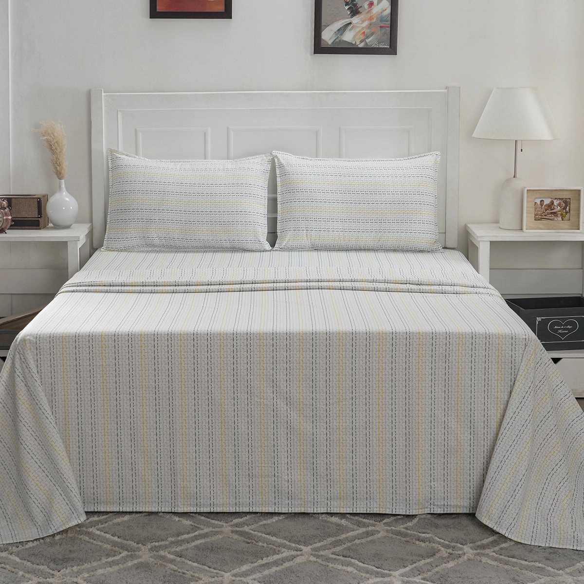 Optimist Bloom 100% Cotton Printed Bed Sheet with Pillow Case