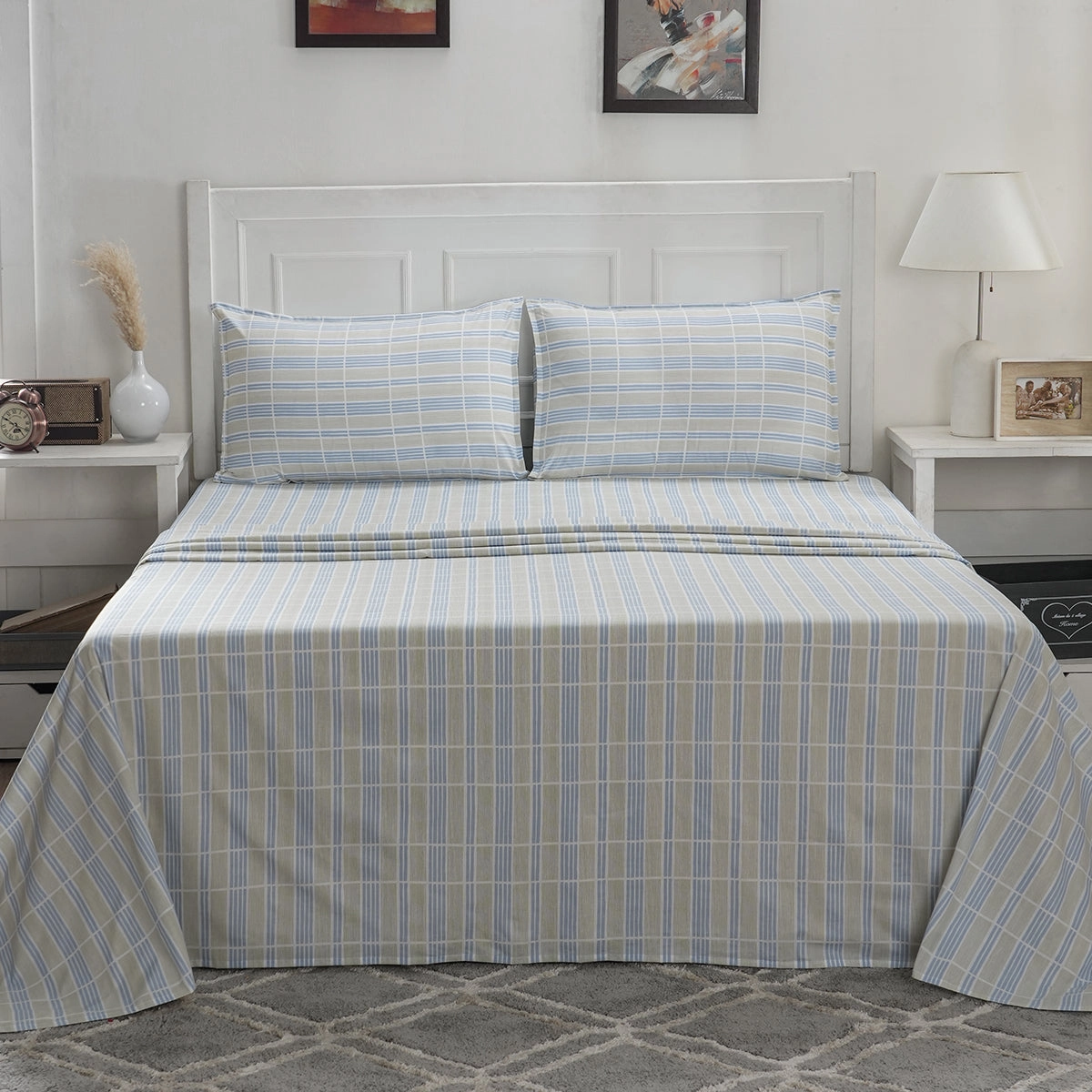 Optimist Bloom 100% Cotton Printed Bed Sheet with Pillow Case