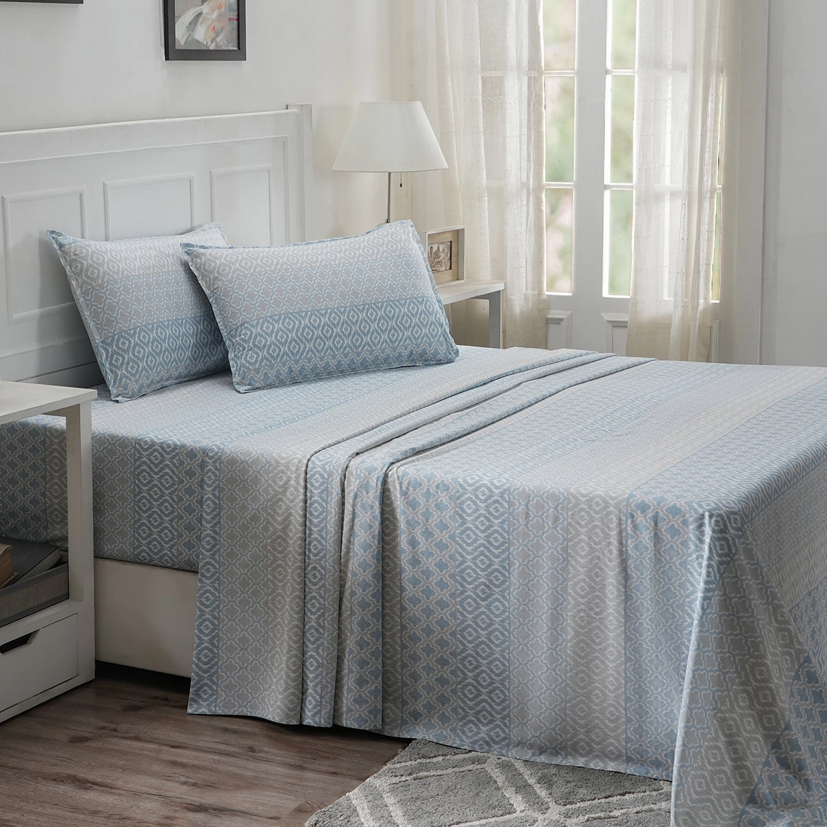 Optimist Bloom 100% Cotton Printed Bed Sheet with Pillow Case