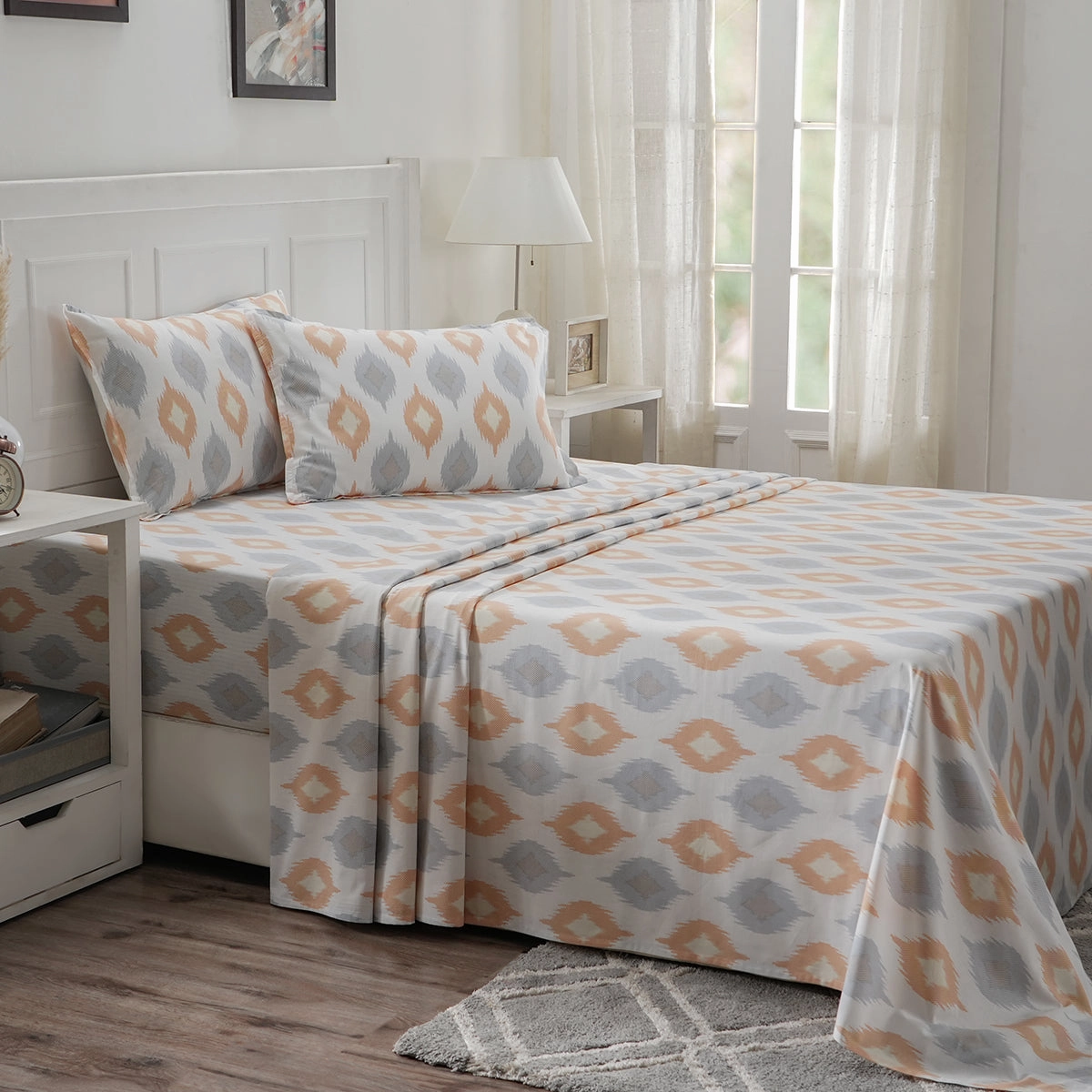 Optimist Bloom 100% Cotton Printed Bed Sheet with Pillow Case