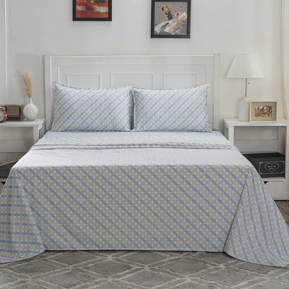 Optimist Bloom 100% Cotton Printed Bed Sheet with Pillow Case