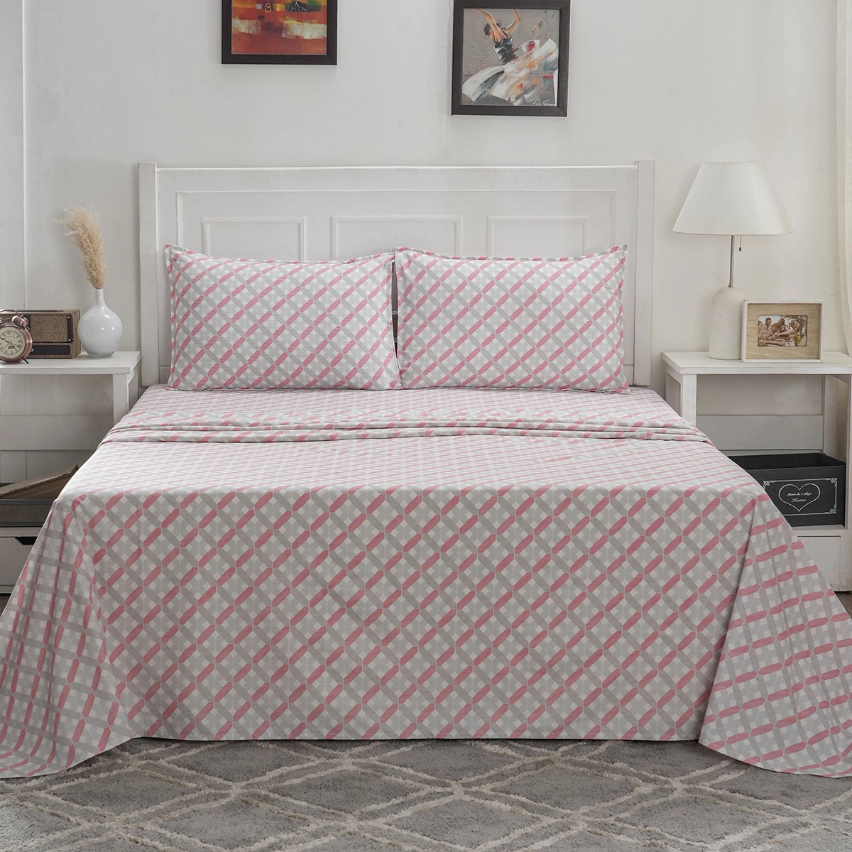 Optimist Bloom 100% Cotton Printed Bed Sheet with Pillow Case