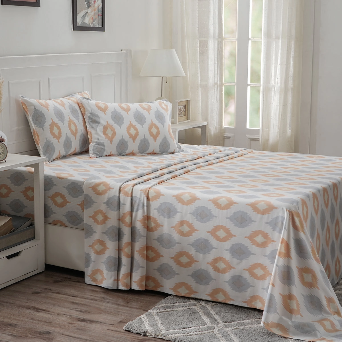 Optimist Bloom 100% Cotton Printed Bed Sheet with Pillow Case