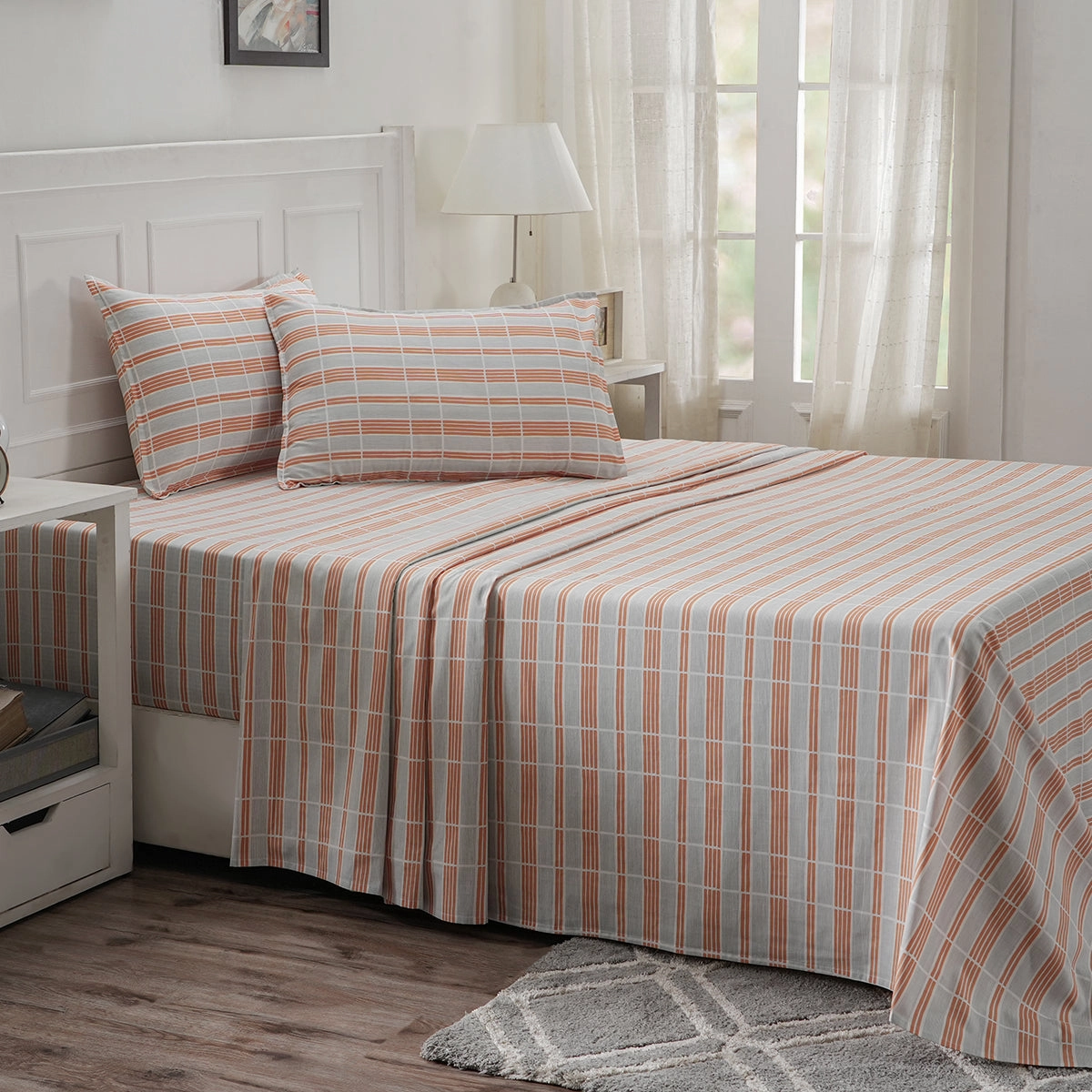 Optimist Bloom 100% Cotton Printed Bed Sheet with Pillow Case