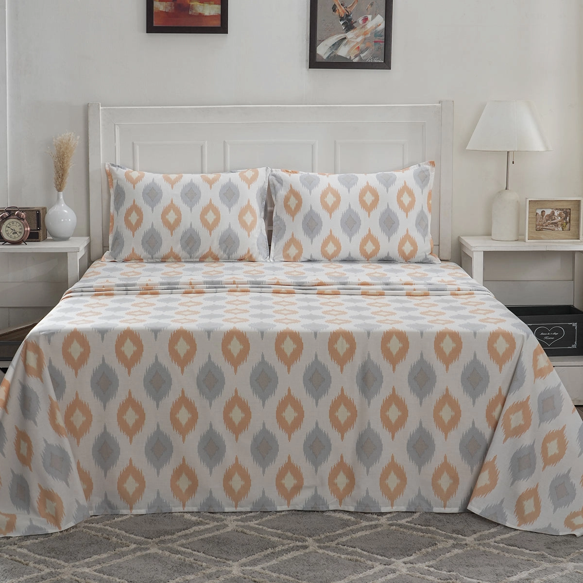 Optimist Bloom 100% Cotton Printed Bed Sheet with Pillow Case