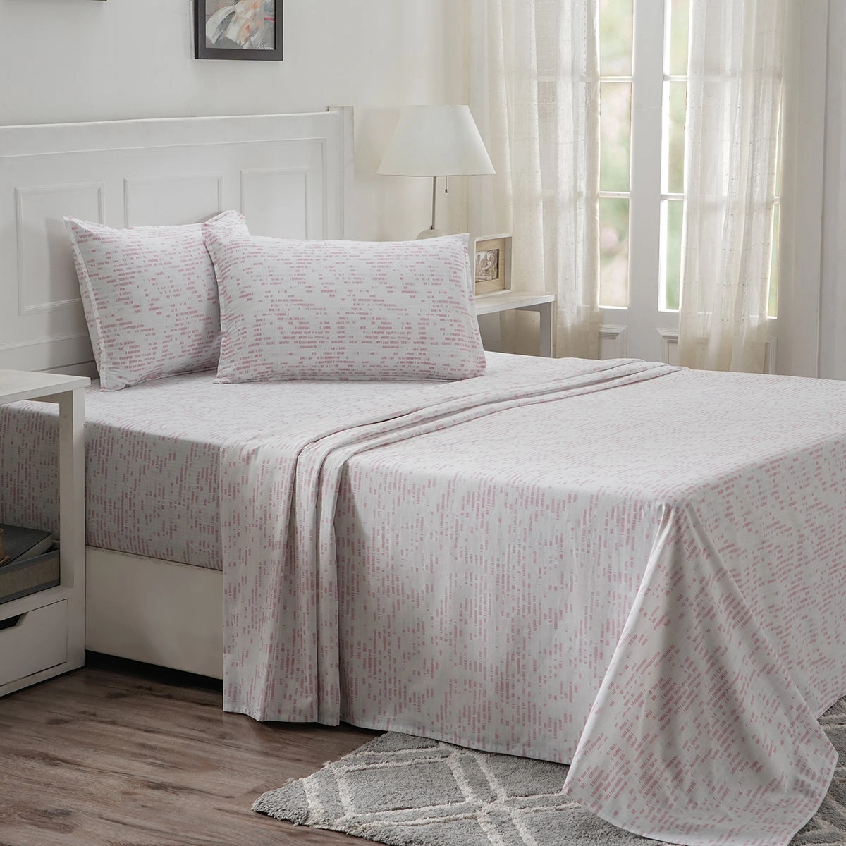 Optimist Bloom 100% Cotton Printed Bed Sheet with Pillow Case