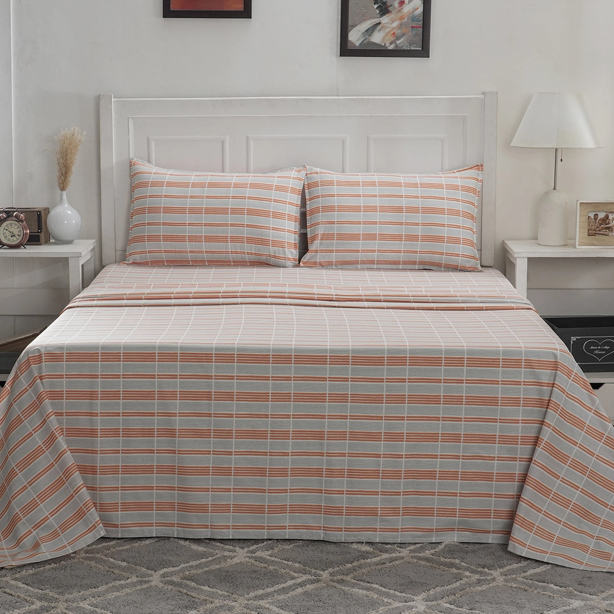 Optimist Bloom 100% Cotton Printed Bed Sheet with Pillow Case