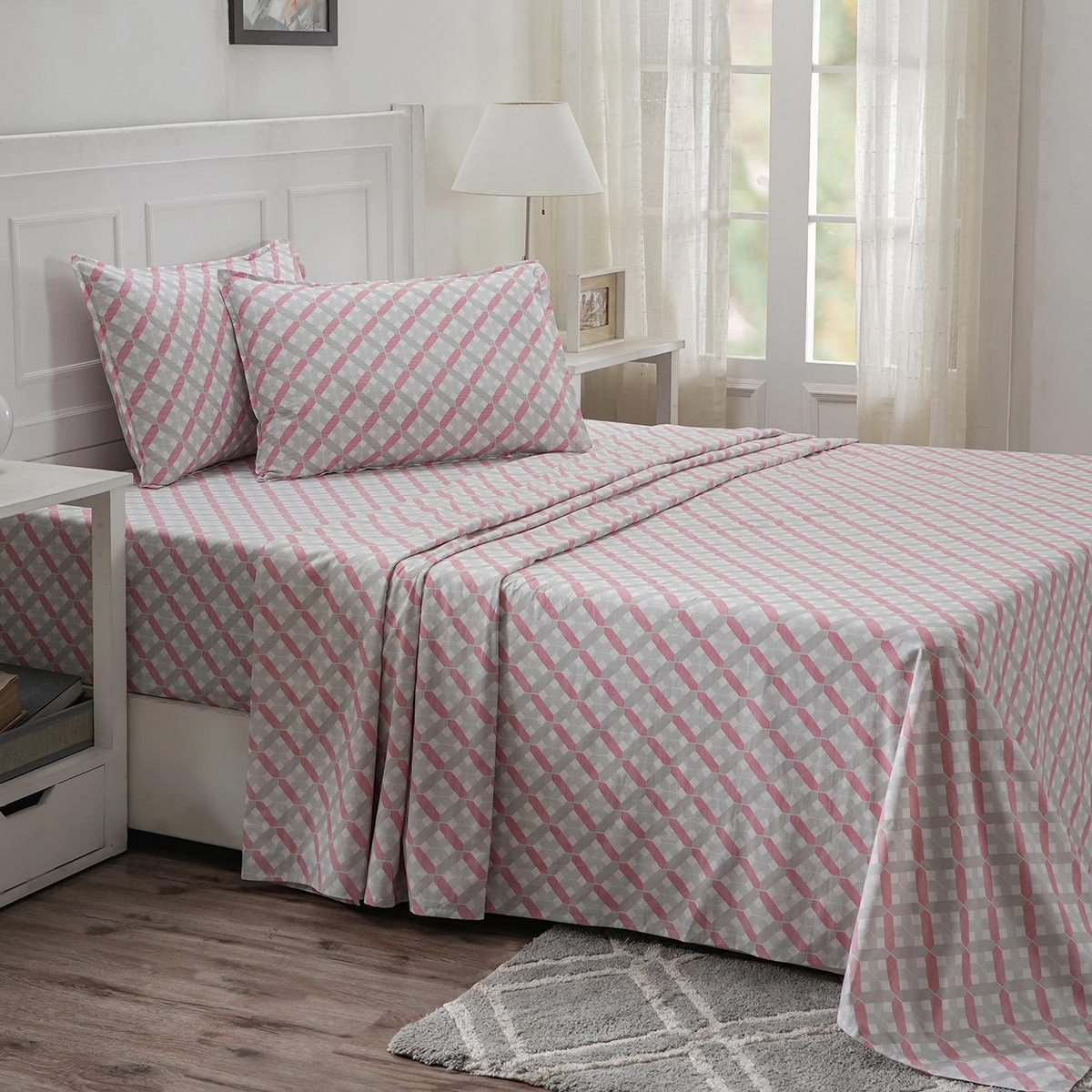 Optimist Bloom 100% Cotton Printed Bed Sheet with Pillow Case