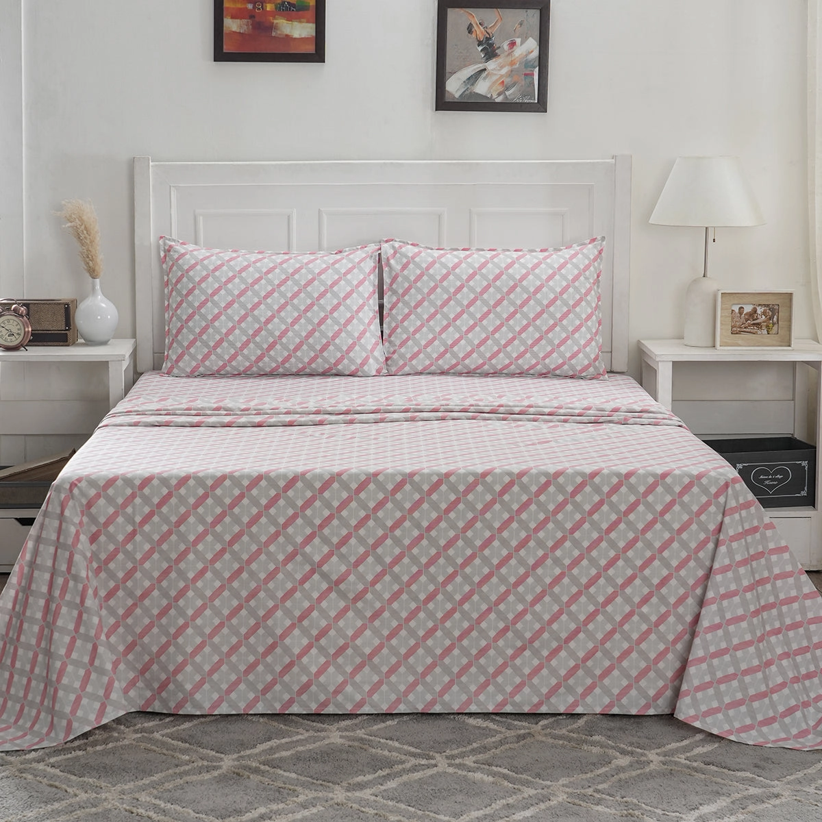 Optimist Bloom 100% Cotton Printed Bed Sheet with Pillow Case