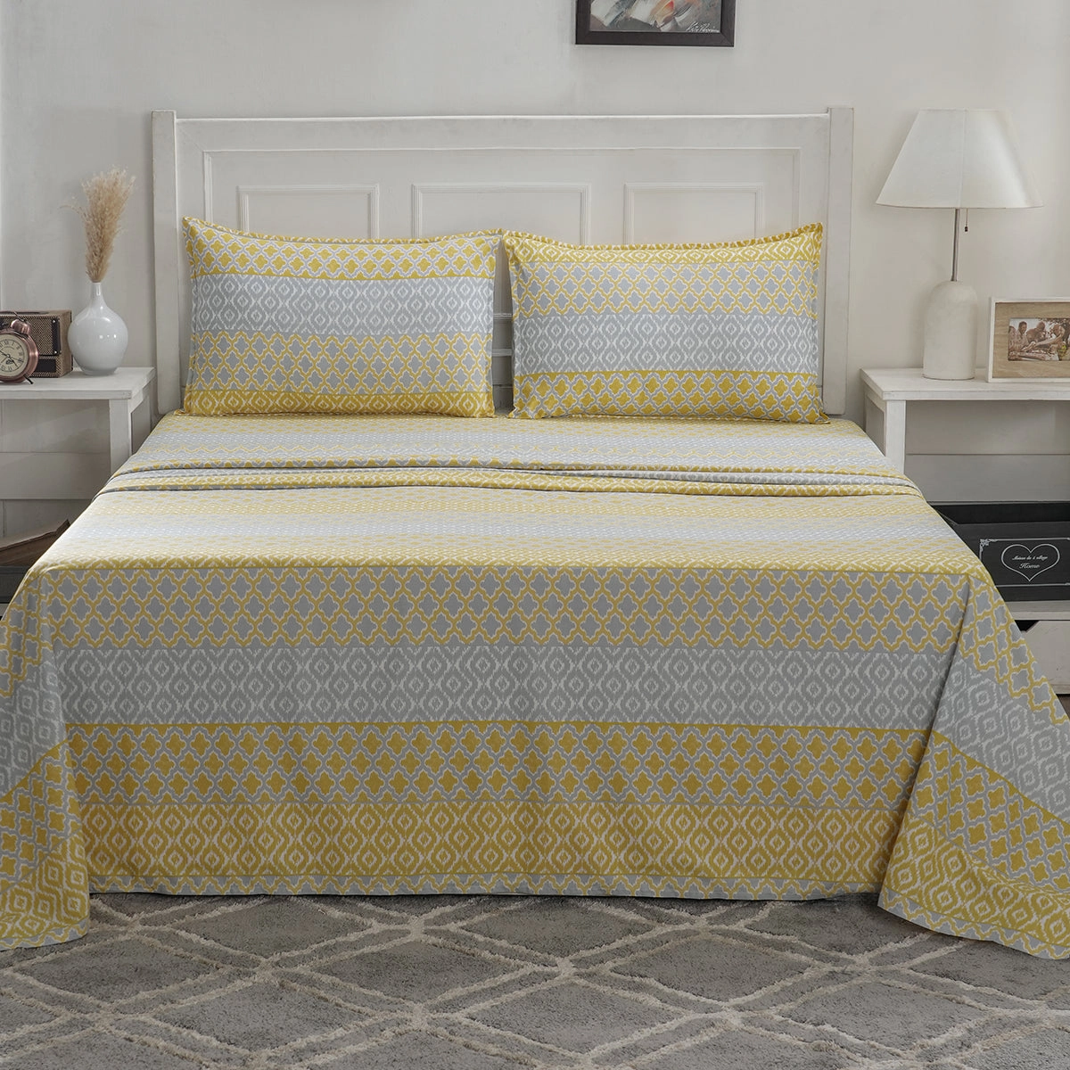 Optimist Bloom 100% Cotton Printed Bed Sheet with Pillow Case