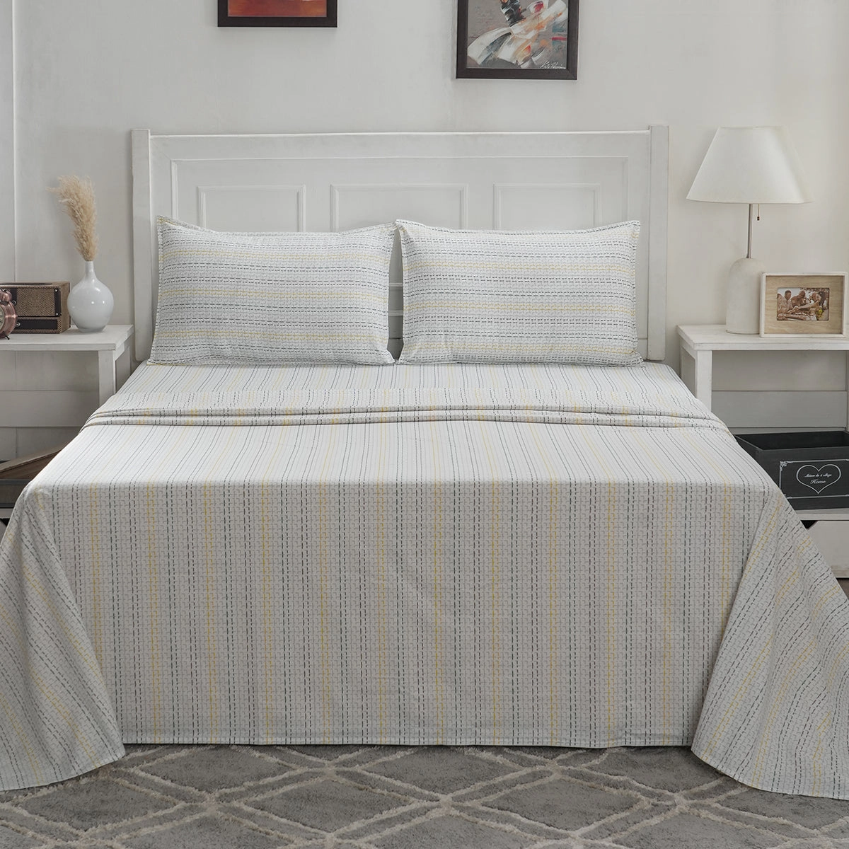 Optimist Bloom 100% Cotton Printed Bed Sheet with Pillow Case