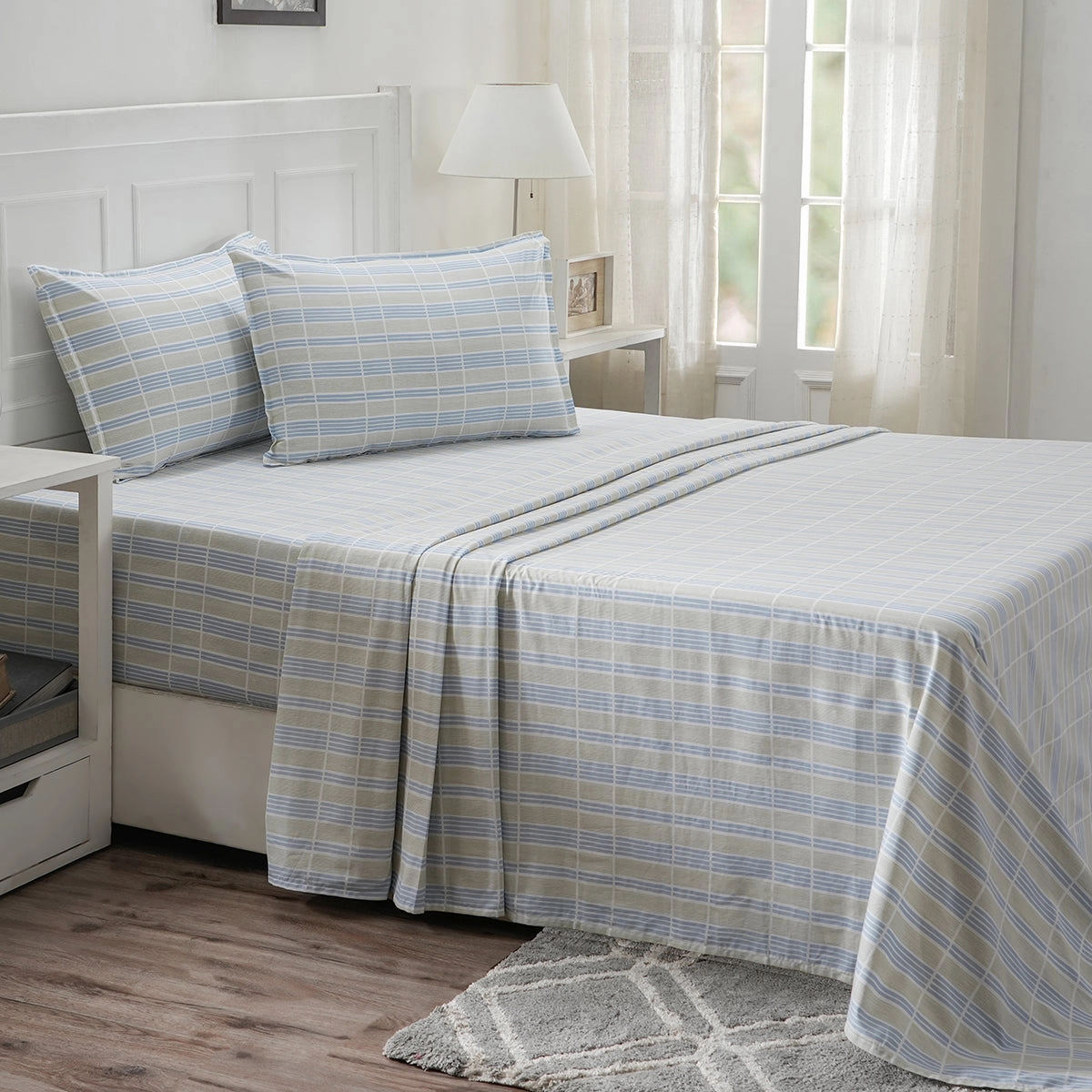 Optimist Bloom 100% Cotton Printed Bed Sheet with Pillow Case