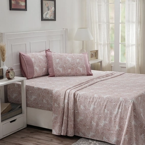 Optimist Bloom 200TC Fern 100% Cotton Printed Bed Sheet With Pillow Covers