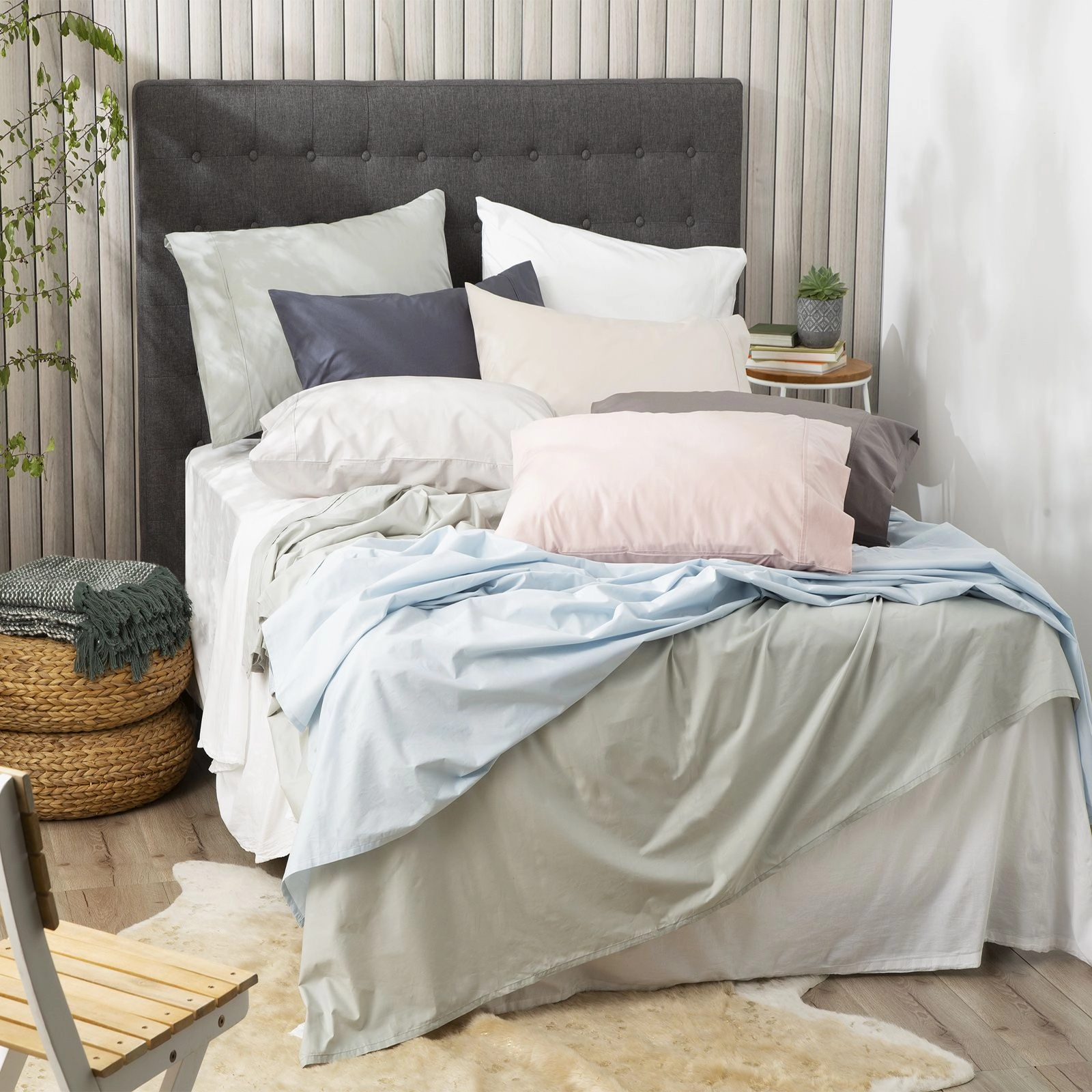 Organic Cotton Percale 300TC BLUE Sheet Set by Renee Taylor