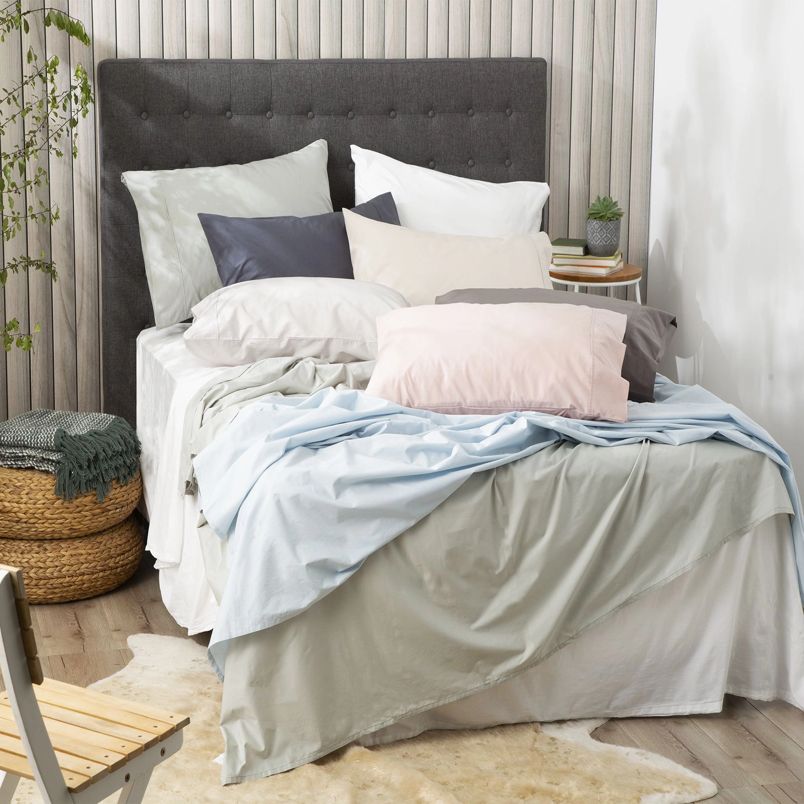Organic Cotton Percale 300TC BLUE Sheet Set by Renee Taylor