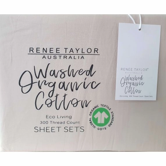 Organic Cotton Percale 300TC MOONBEAM Sheet Set by Renee Taylor