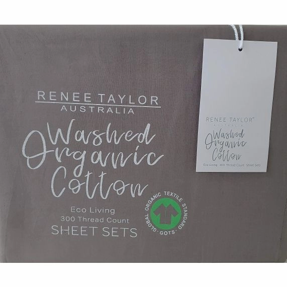 Organic Cotton Percale 300TC STEEL GREY Sheet Set by Renee Taylor