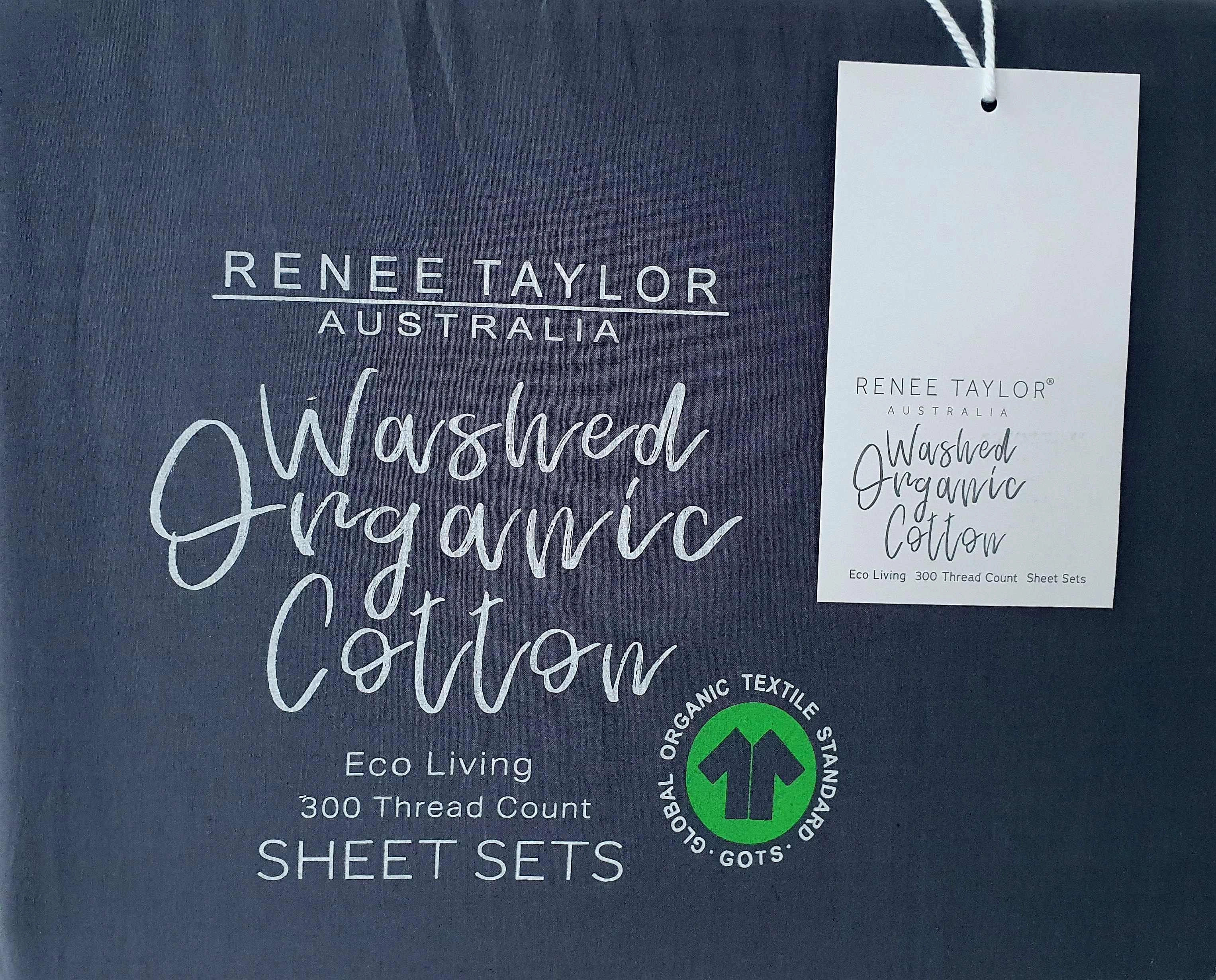 Organic Cotton Percale 300TC TURBULENCE Sheet Set by Renee Taylor