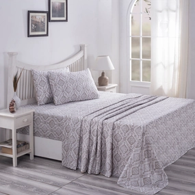 PBS Nomad Scuplt Harold Printed 100% Cotton Neutral Soft Bed Sheet with Pillow Case